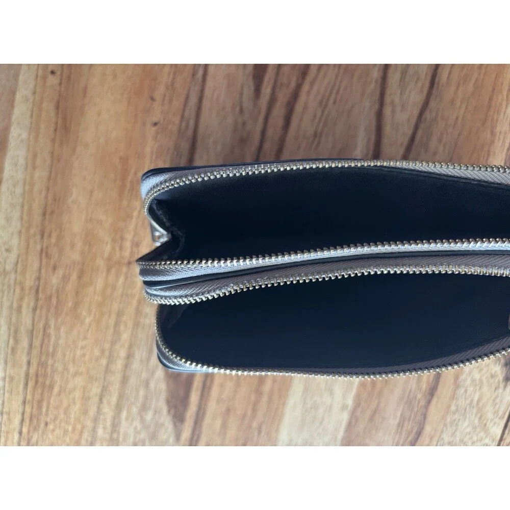 Coach Double Zip wallet/wristlet Gunmetal Leather